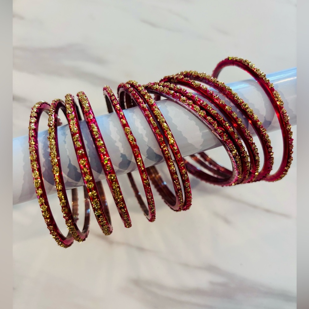 NEW Red Gold Bollywood Glass Bangle (12)